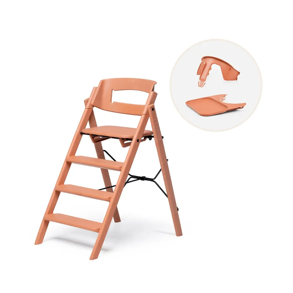 Klapp højstol genbrugsplast inkl. bøjle og bakke - Terracotta pink
