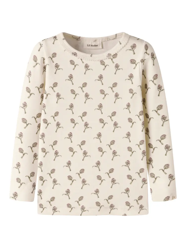 Lil' Atelier Noel Langærmet Slim Body - Turtledove - 80