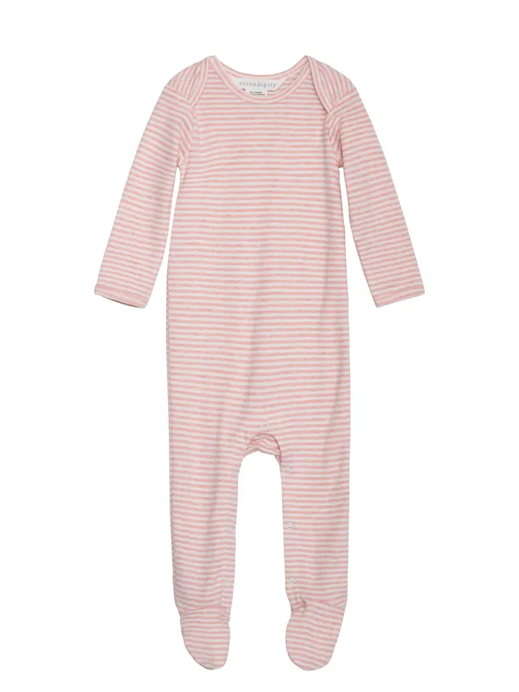 Baby Stribet Dragt - Coral/Offwhite - 80 / 12 MDR.