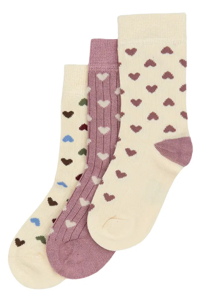 Bamboo strømper 3 pak - HEART MIX - 35/38