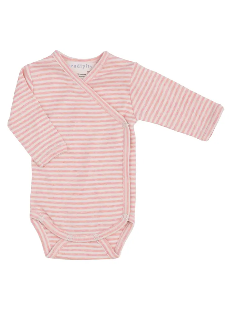 Nyfødt Slå-om Body - Coral/Offwhite - 44 CM