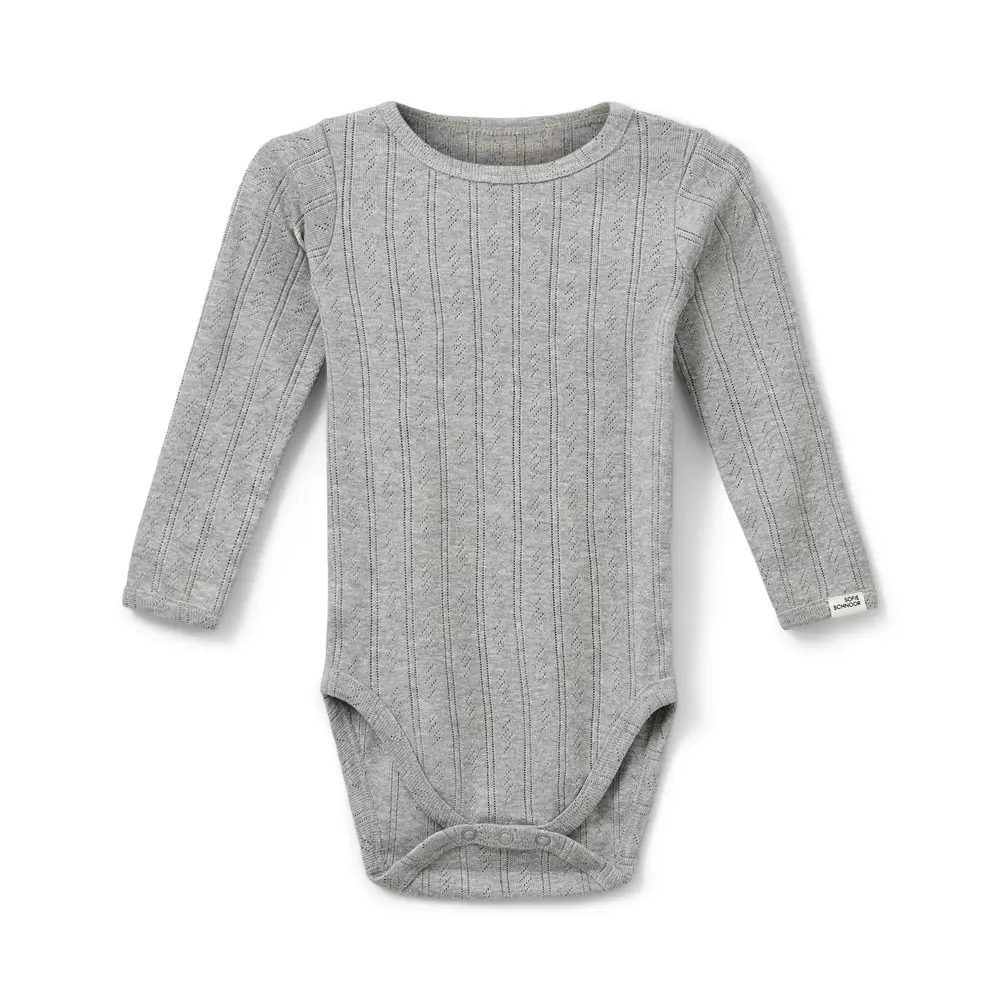 Dicte Langærmet Body - Grey mel - 86