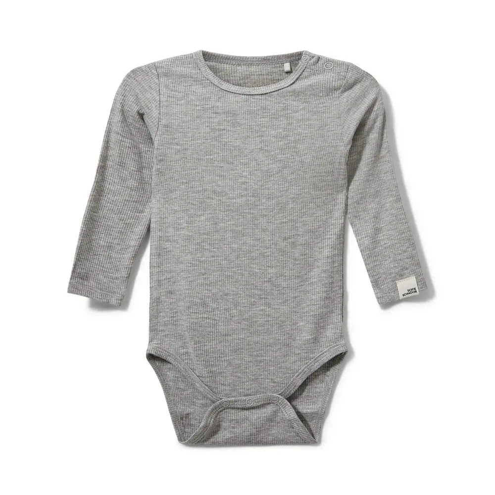 Dicte Langærmet Body - Grey Melange - 80