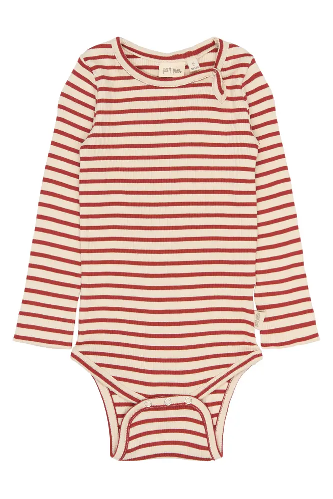 Sky Langærmet Body - Cinnabar Striped - 80 CM