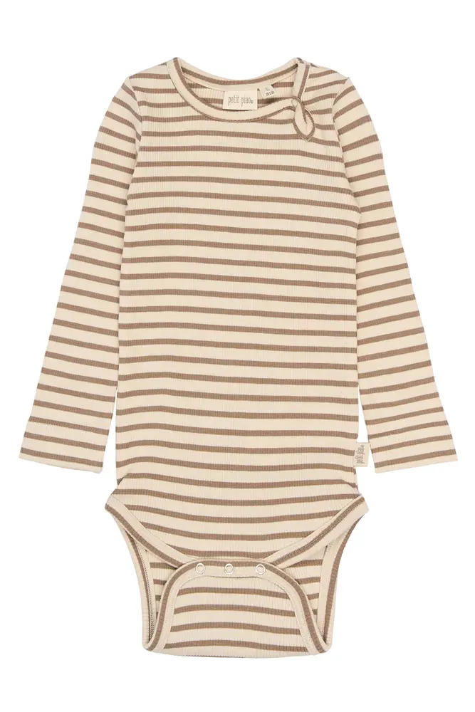 Sky Langærmet Body - Ginger Snap Striped - 74 CM