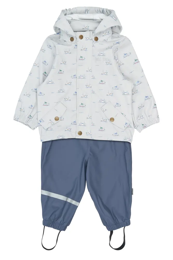 Dai Regnsæt m. Seler - Pearl Blue Boat AOP - 104 CM