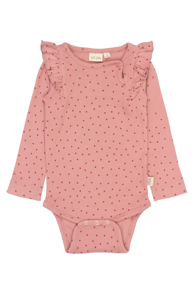Sonja Langærmet Body - Dusty Rose Heart - 62 CM