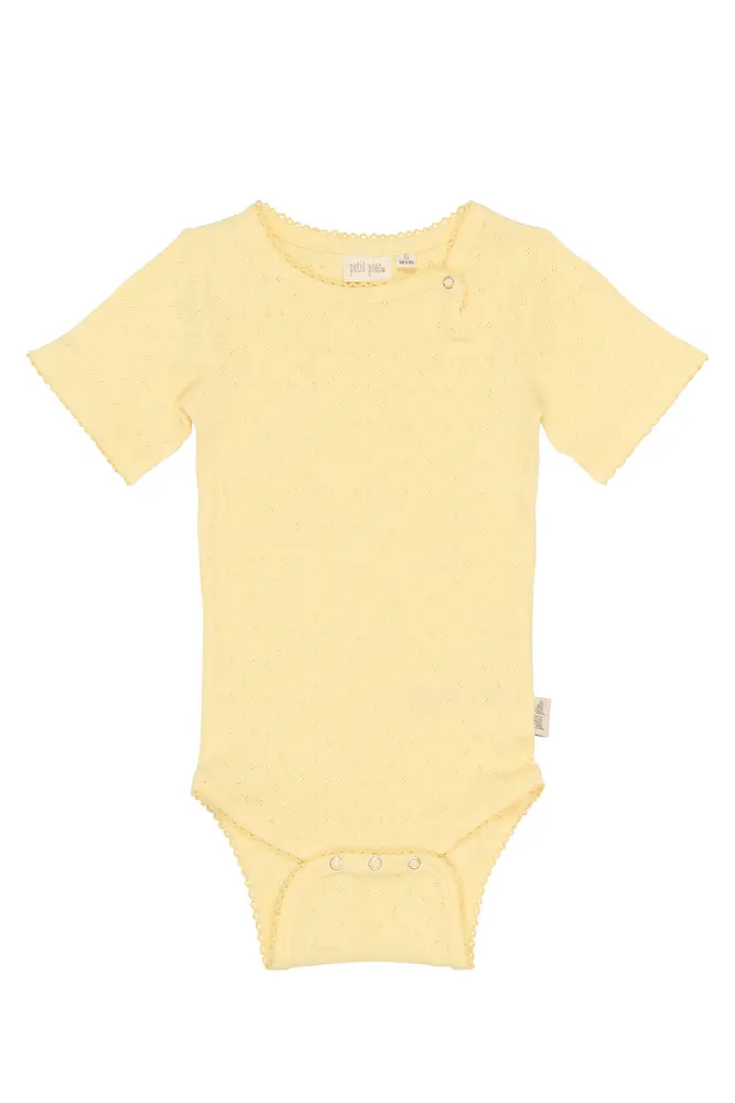 Suze Kortærmet Pointelle Body - Mellow Yellow - 92