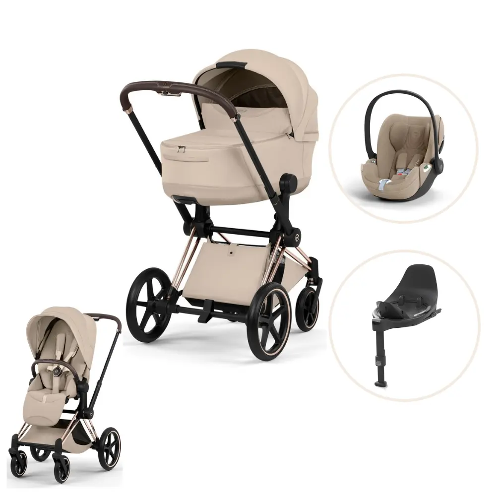 Cybex Priam Style Kombivogn inkl. Cloud T Plus og Base T - Cozy Beige/Rosegold