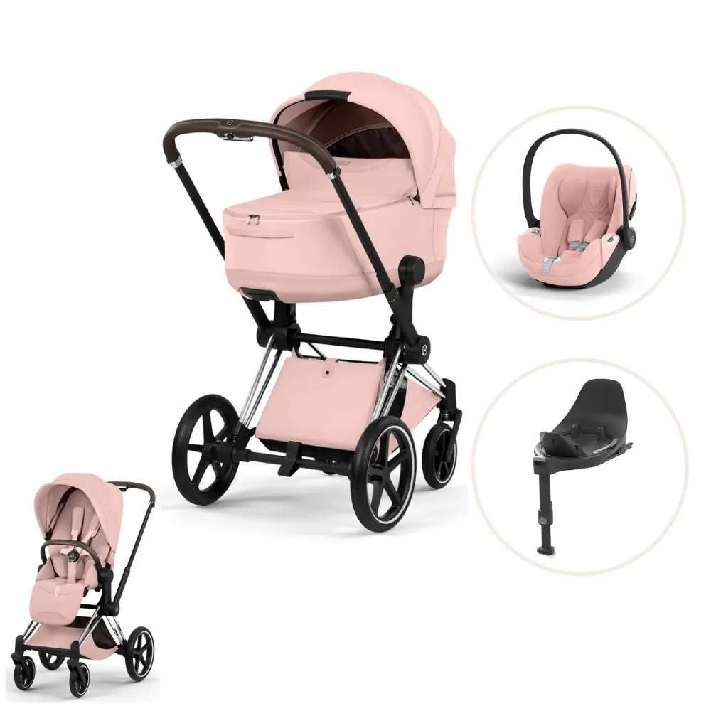 Cybex Priam Style Kombivogn inkl. Cloud T Plus og Base T - Peach Pink/Chrome Brown