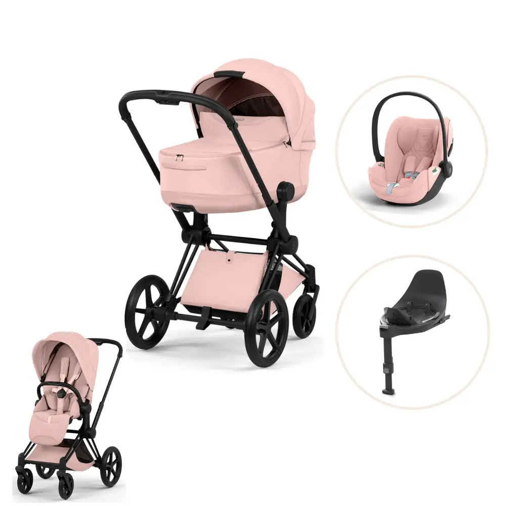 Cybex Priam Style Kombivogn inkl. Cloud T Plus og Base T - Peach Pink/Matt Black
