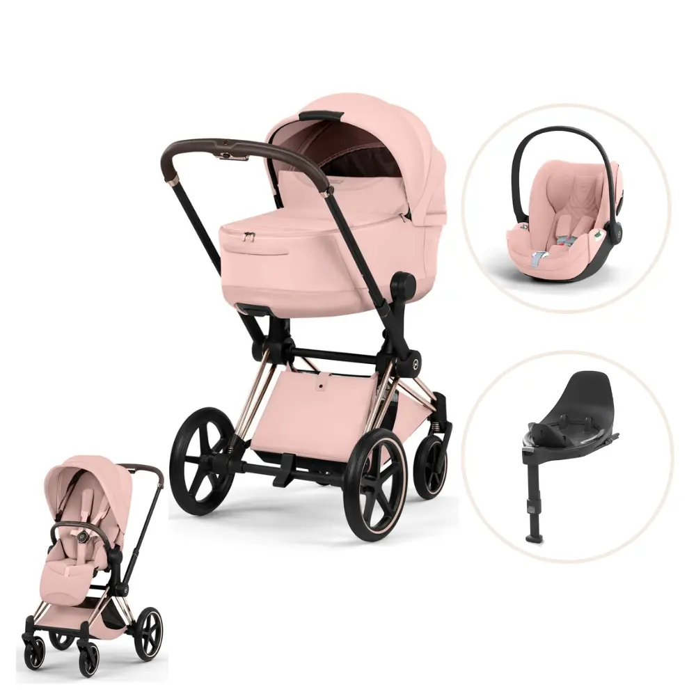 Cybex Priam Style Kombivogn inkl. Cloud T Plus og Base T - Peach Pink/Rosegold