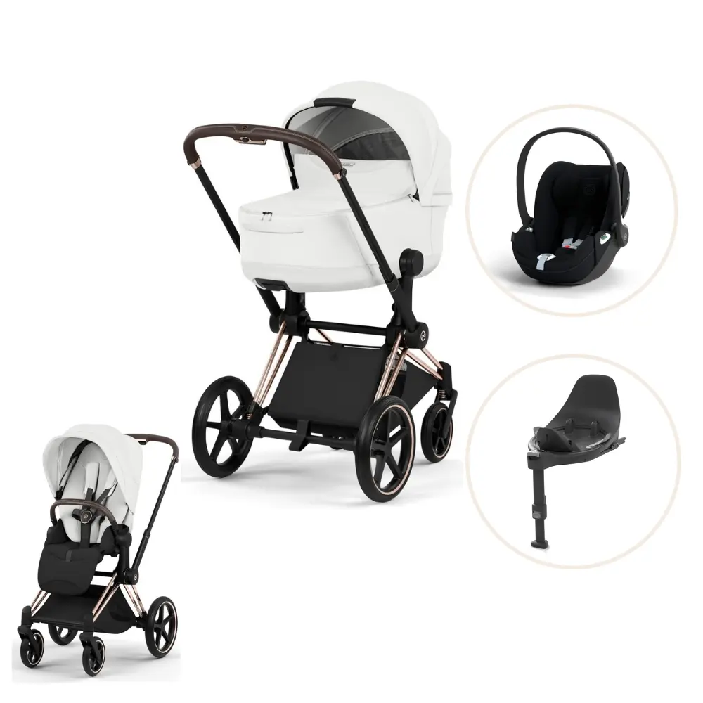 Cybex Priam Style Kombivogn inkl. Cloud T Plus og Base T - Off White/Rosegold