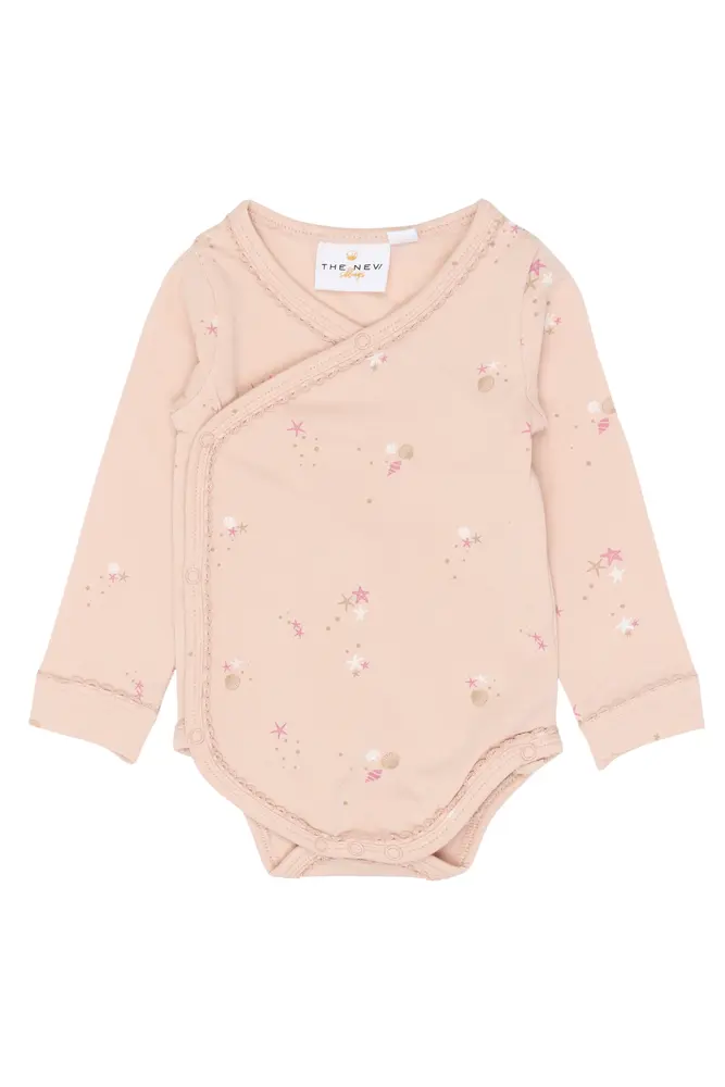 Tova Langærmet Wrap Body - Peach Whip AOP - 56