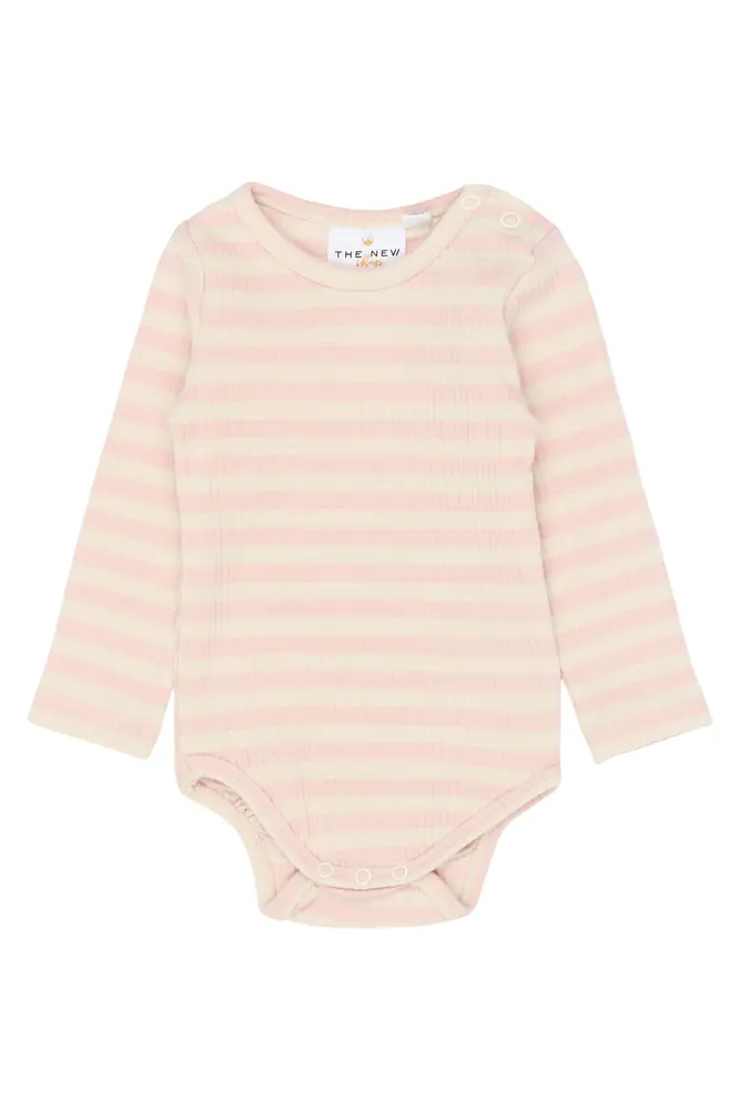 Fro Langærmet Rib Body - Peach Whip Striped - 74