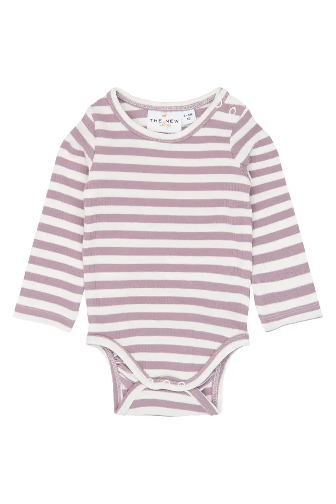 The New Siblings Fro Langærmet Rib Body - Elderberry-Gardenia Striped TN - 80