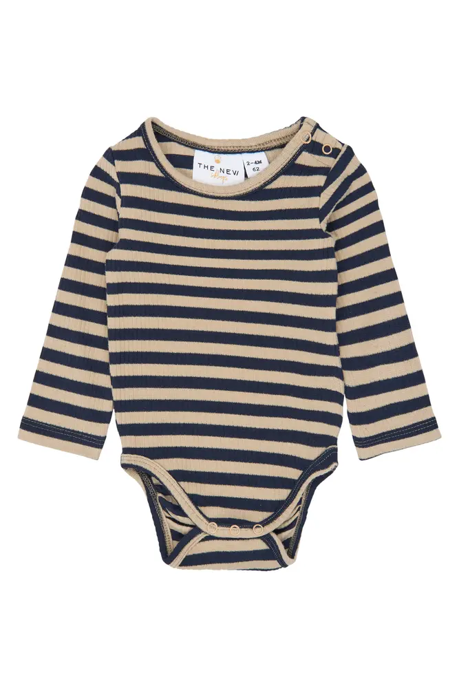 The New Siblings Fro Langærmet Rib Body - Navy Blazer Striped - 62
