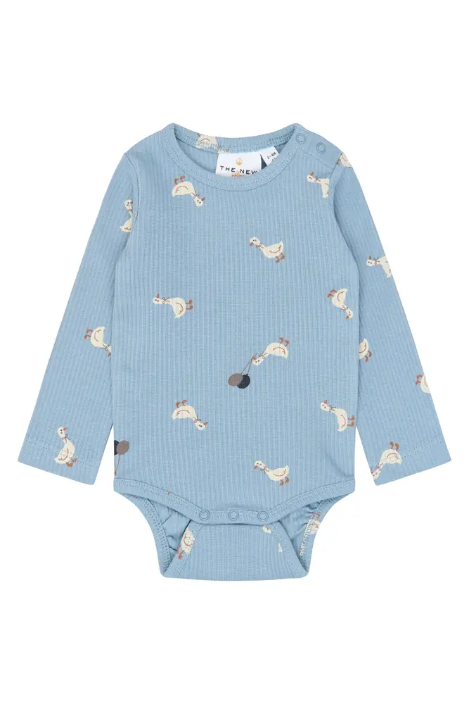 The New Siblings Vito Langærmet Rib Body - Ashley Blue  - 68