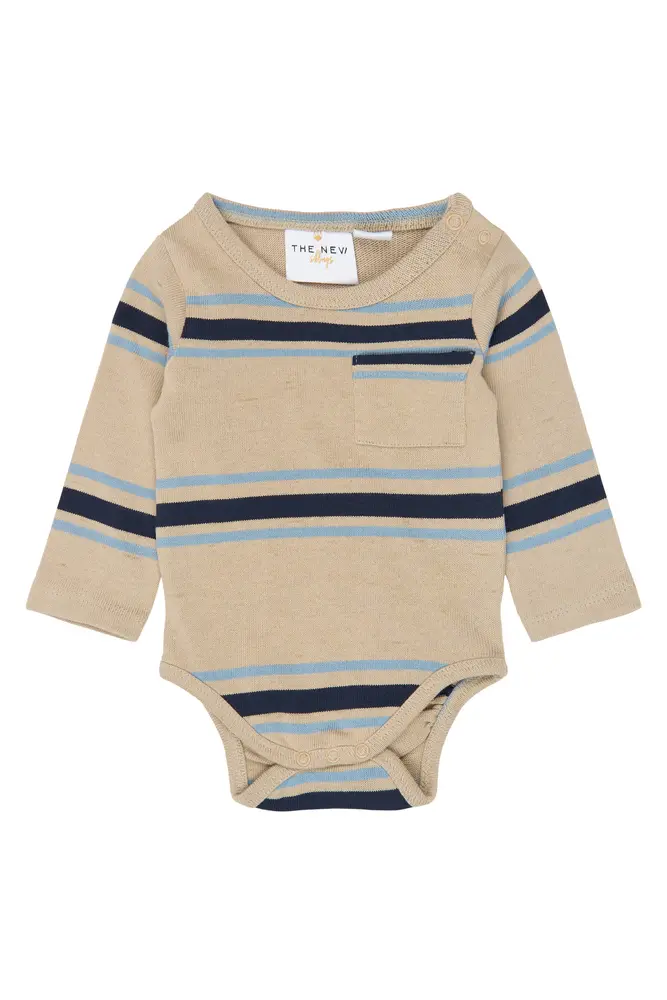 The New Siblings Theodor Langærmet Body - Humus Striped - 86