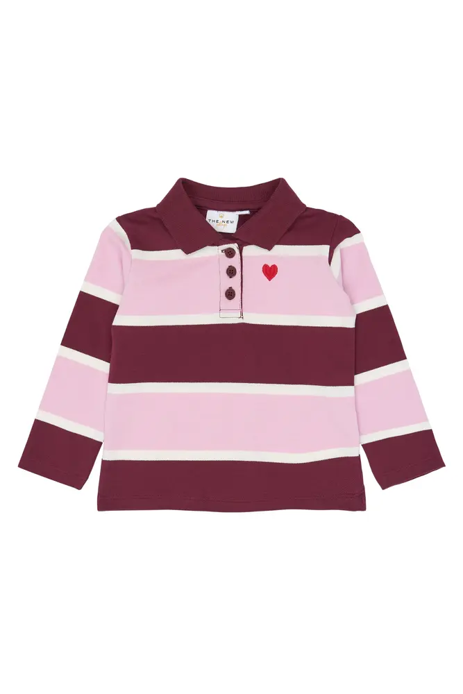 The New Siblings Vidalia Pique Polo - Burgundy Striped  - 110
