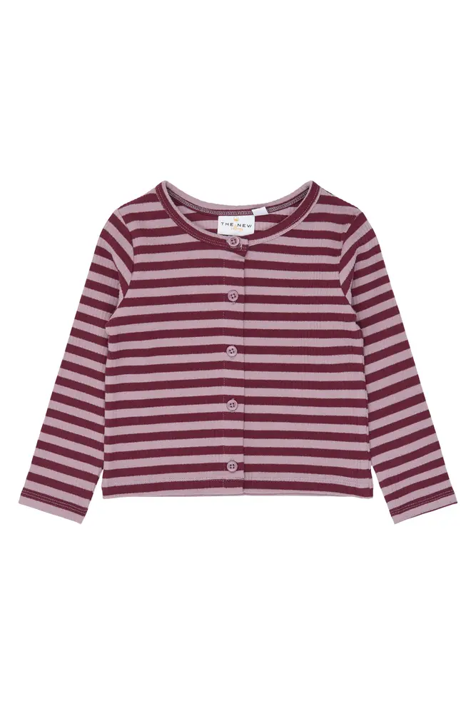 The New Siblings Fro Rib Cardigan - Elderberry Striped - 110