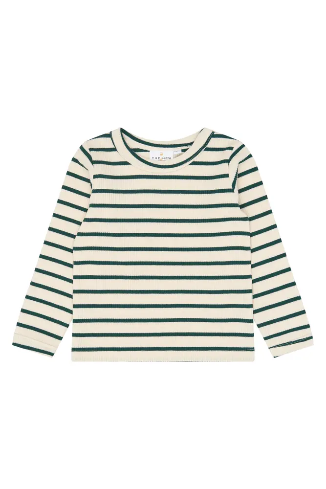 The New Siblings Vico Rib Bluse - June Bug Striped - 92