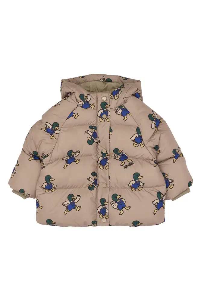 The New Siblings Uwe Puffer Jakke - Taupe Gray AOP TN - 110