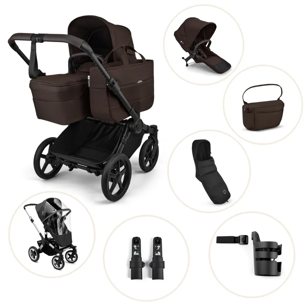 Bugaboo Donkey 6 Kombivogn Inkl. Søskendesæde, Organizer, Kørepose, Kopholder, Højdeadapter Og Regnslag - Fern Green