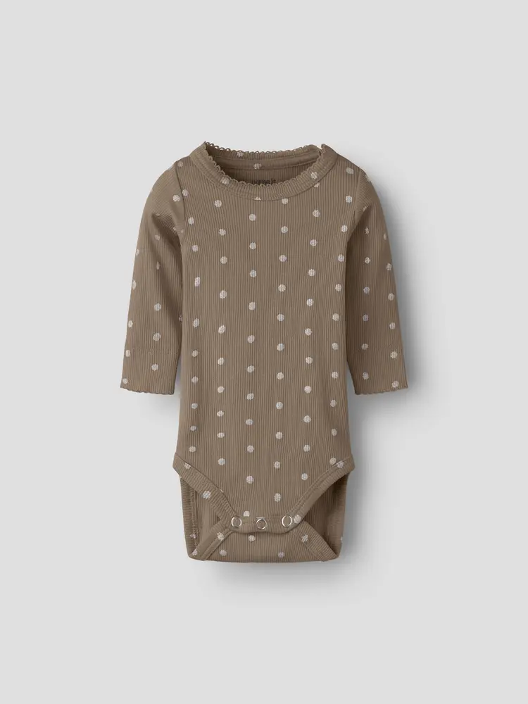 Name It Lona Langærmet Body - Taupe Gray - 56
