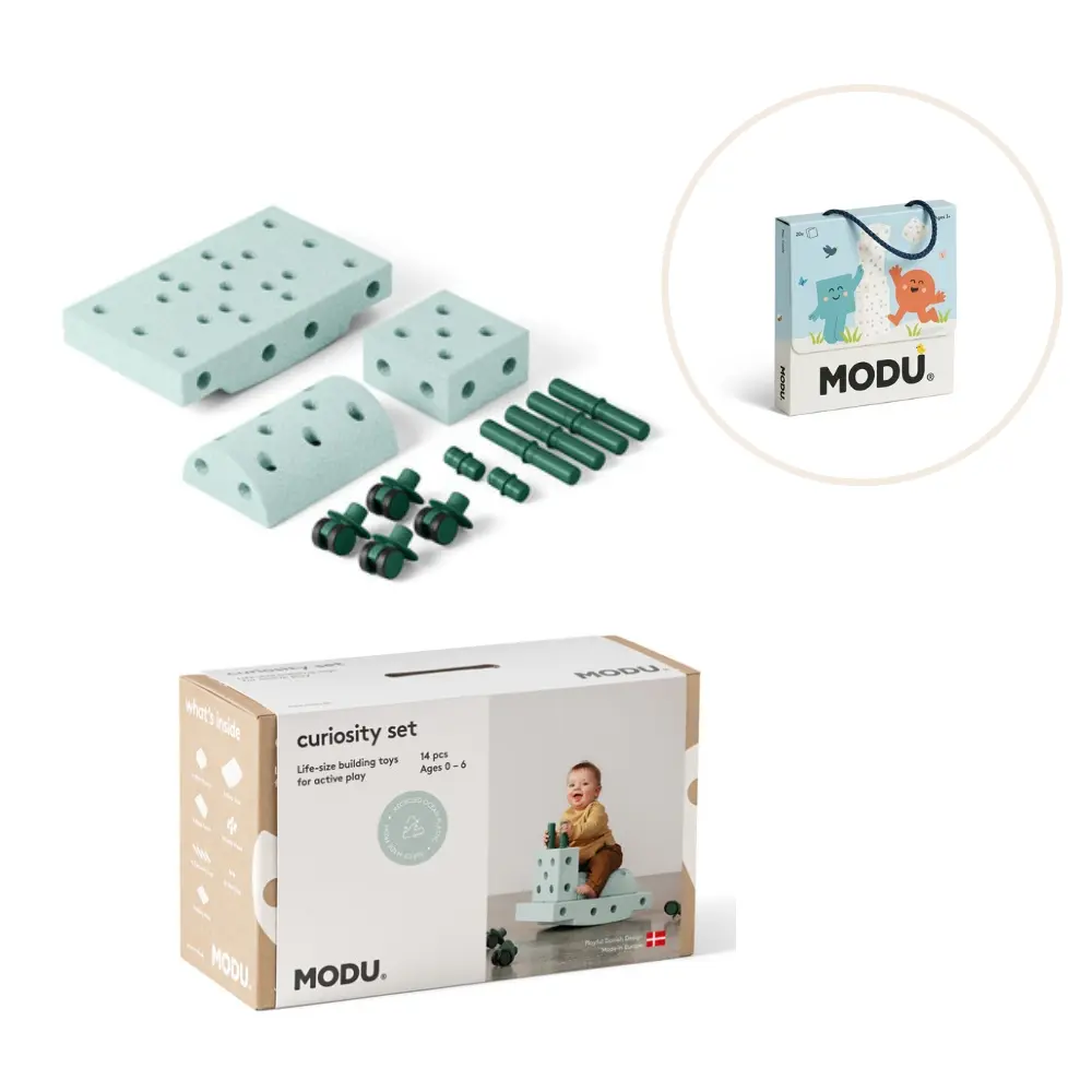 Modu Curiosity Sæt Inkl. Legekort - Ocean Mint/Forest Green
