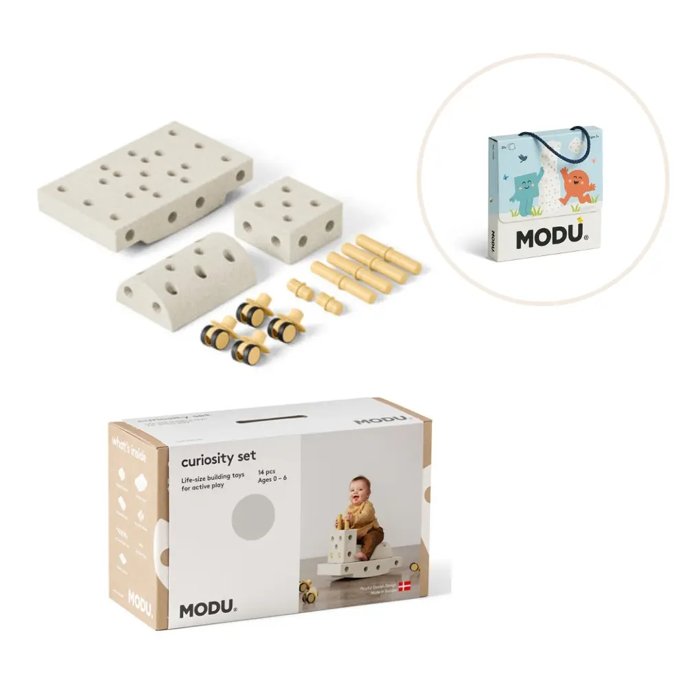 Modu Curiosity Sæt Inkl. Legekort - Sand Grey/Honey Yellow