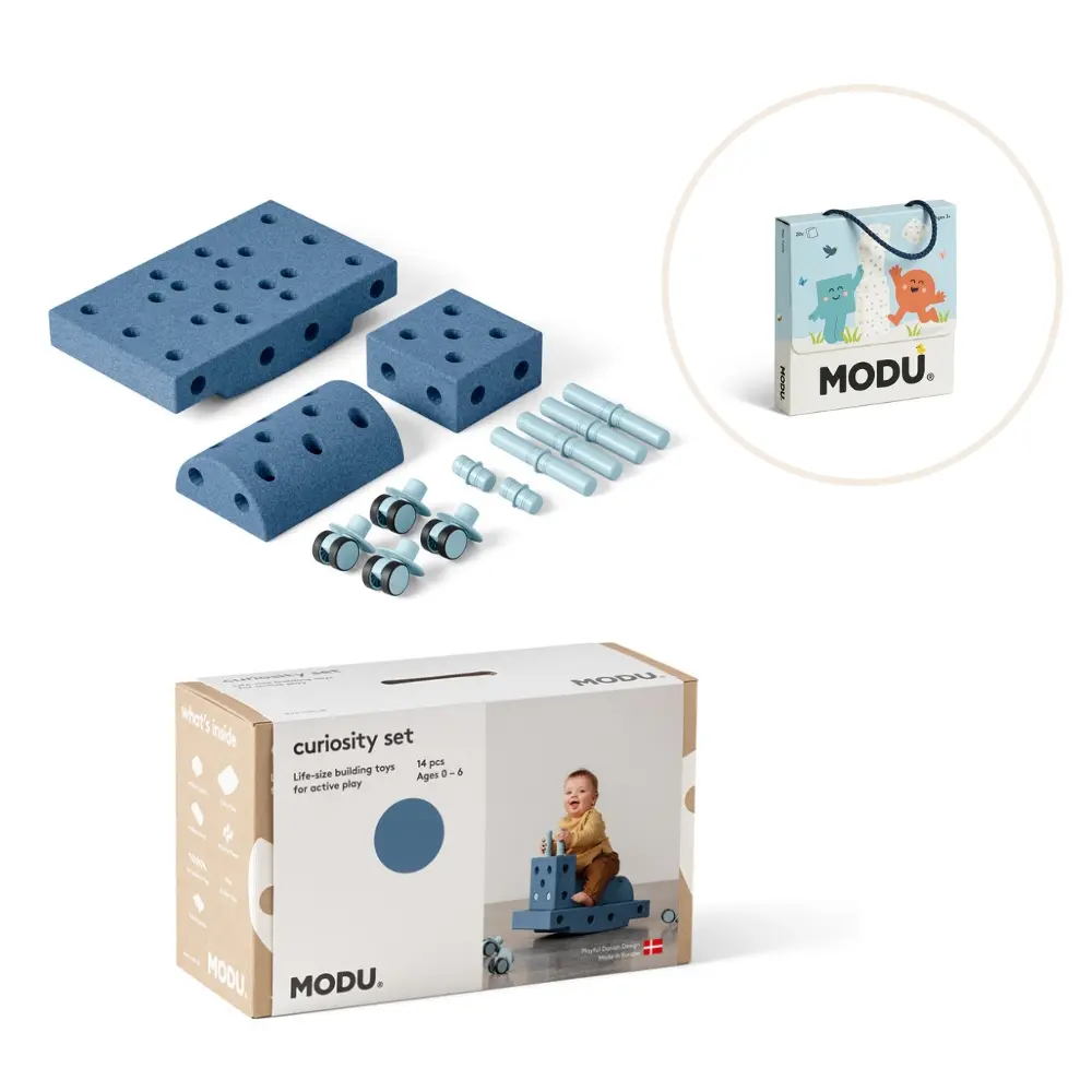Modu Curiosity Sæt Inkl. Legekort - Deep Blue/Sky Blue