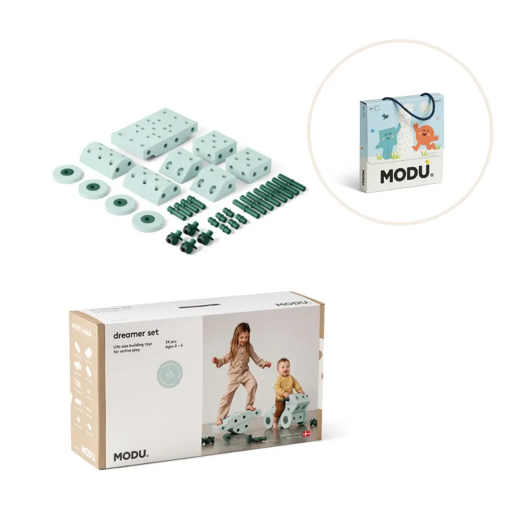 Modu Dreamer Sæt Inkl. Legekort - Ocean Mint/Forest Green