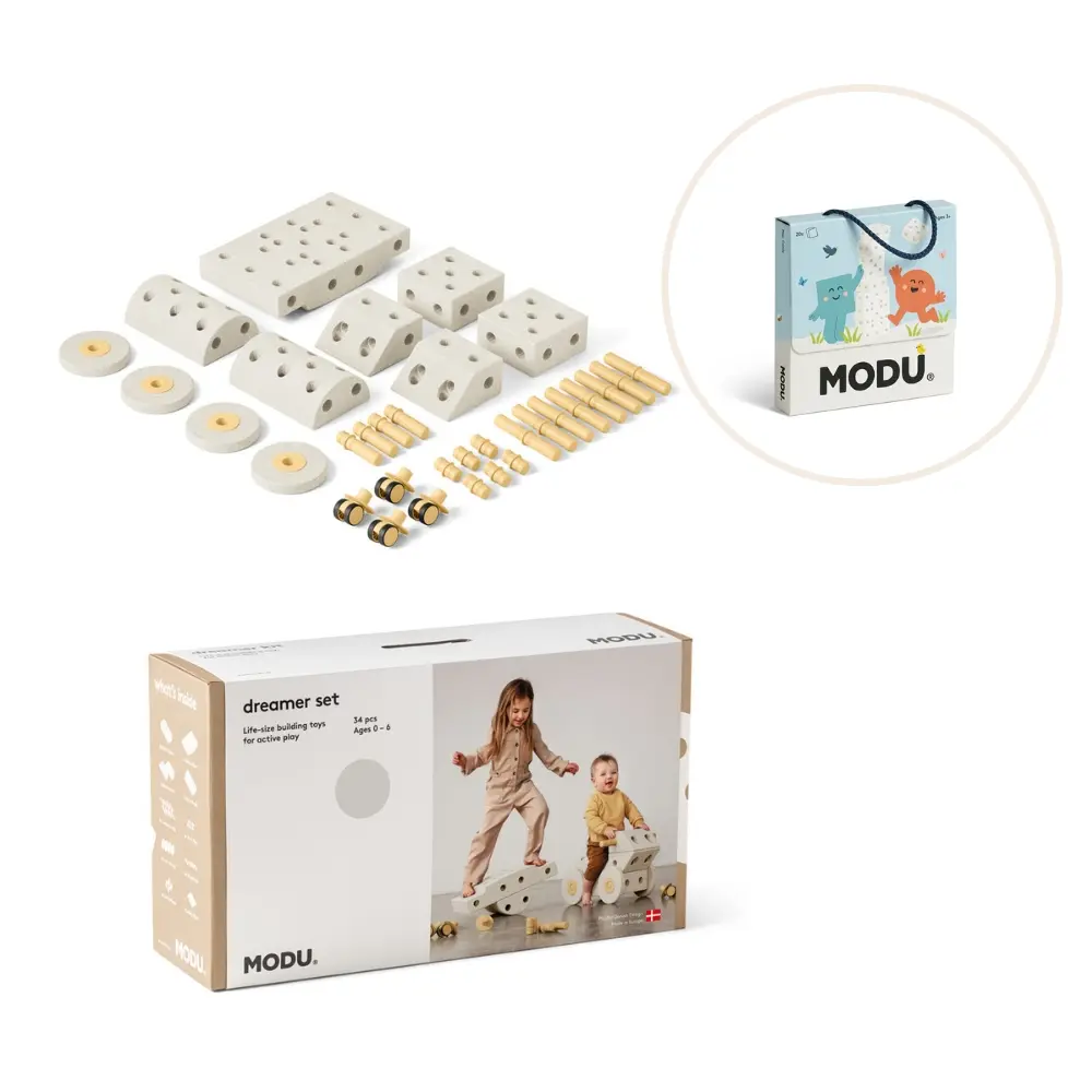 Modu Dreamer Sæt Inkl. Legekort - Sand Grey/Honey Yellow