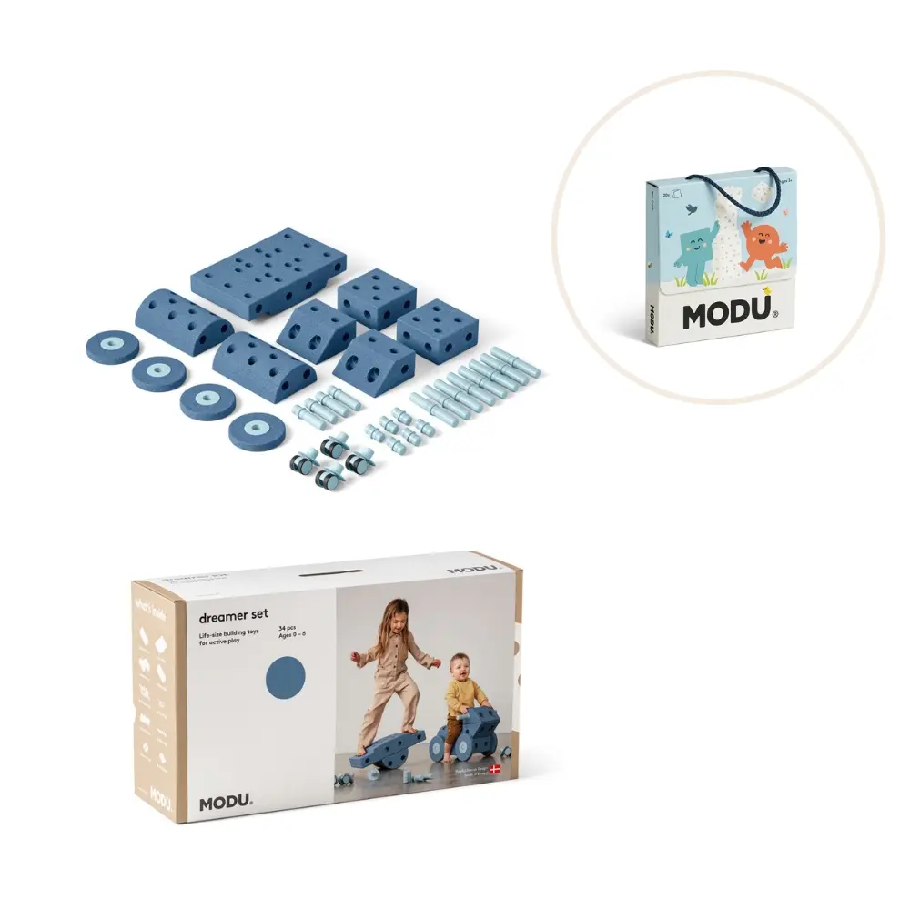 Modu Dreamer Sæt Inkl. Legekort - Deep Blue/Sky Blue
