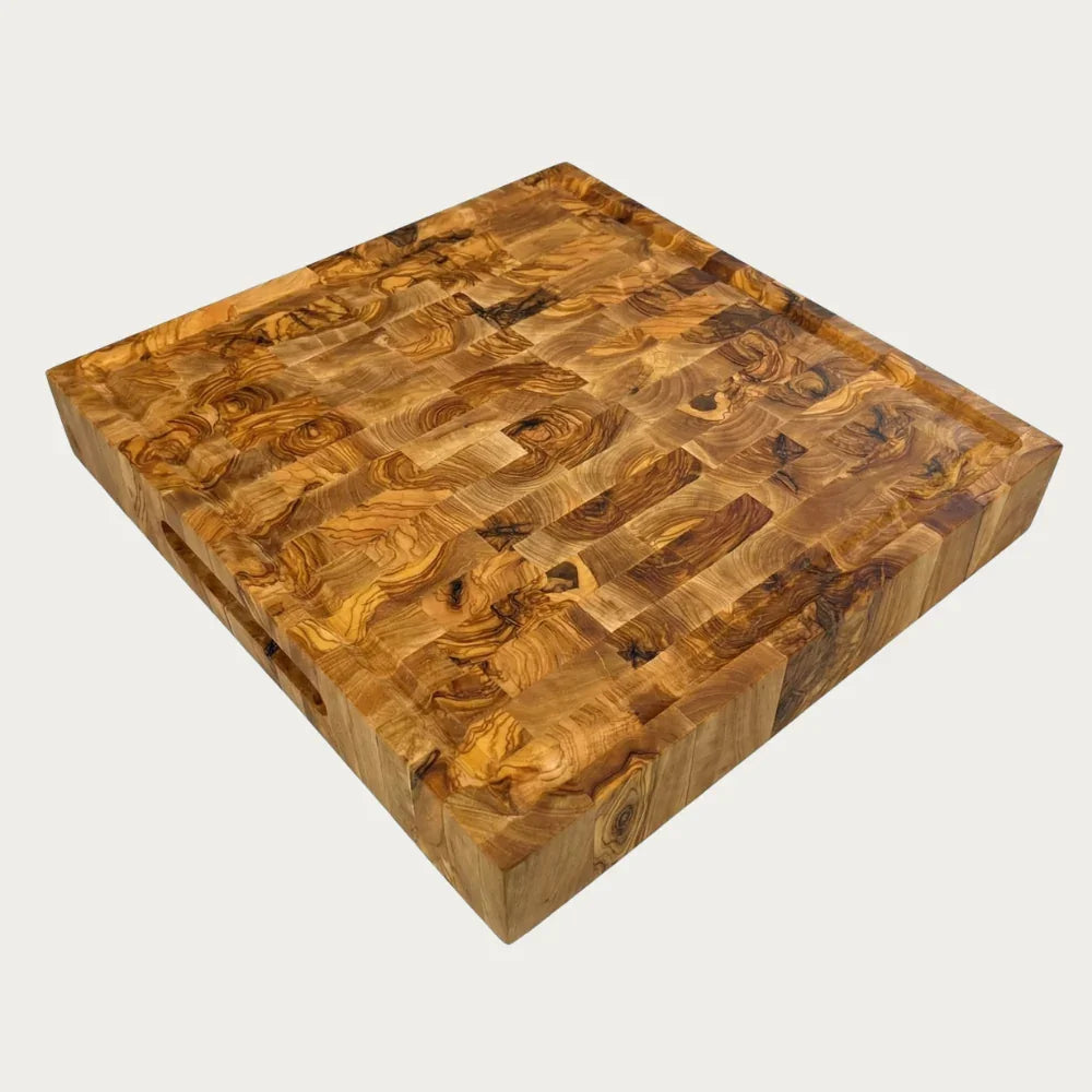 Oliven skærebræt endgrain 30x30cm