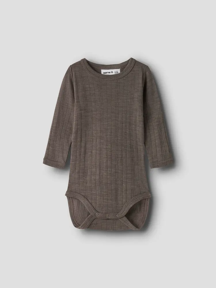 Name It Wang Uld Langærmet Body - Morel - 50