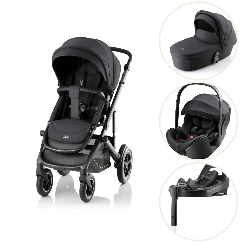Britax Römer Smile 5Z Style inkl. liggedel, Baby-Safe Pro Autostol og Vario Base 5Z - Carbon Black