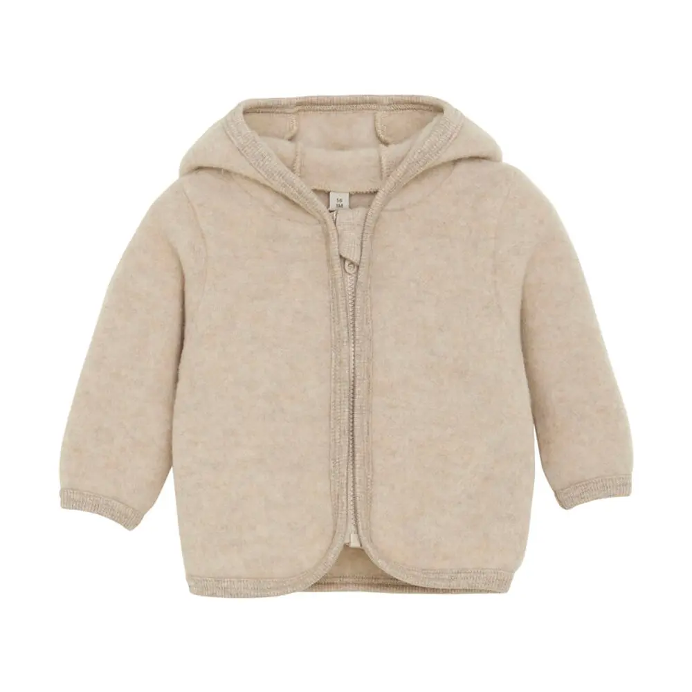 Jakke m. Ører Uld Fleece - Camel Melange - 74