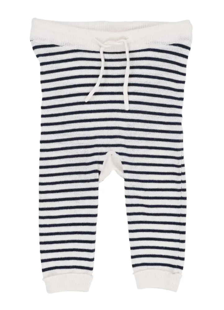 Let strikket leggings m. striber - NAVY - 80