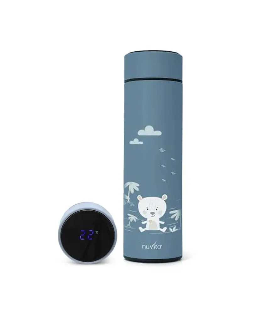 Nuvita Termobeholder Rustfristål LED-display 500 ml - Blå