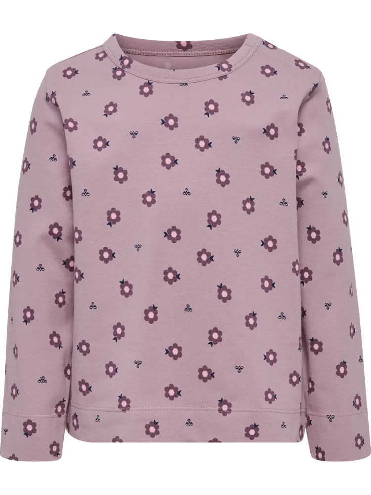 Hummel Langærmet T-Shirt m. Print - Sea Fog - 98