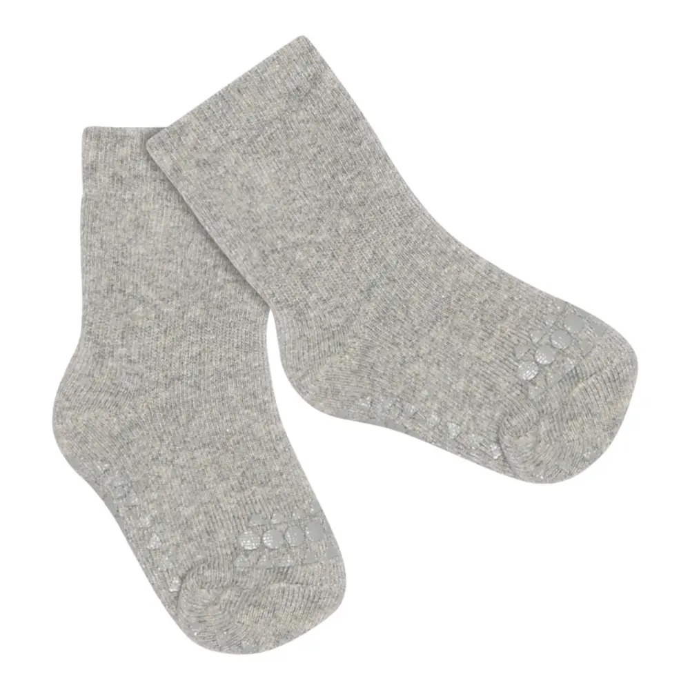 GoBabyGo Skridsikre Strømper Terry Bomuld - Grey Melange - 23/26