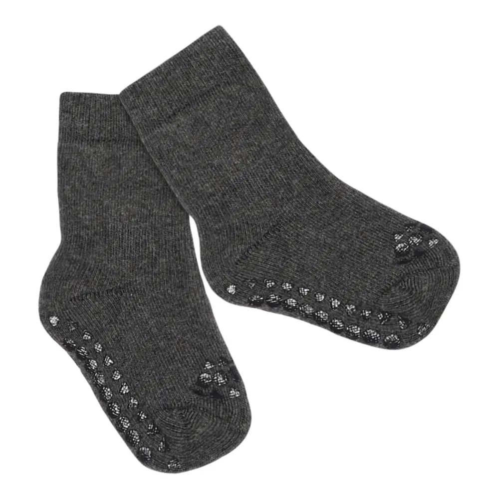GoBabyGo Skridsikre Strømper Terry Bomuld - Dark Grey Melange - 27/30