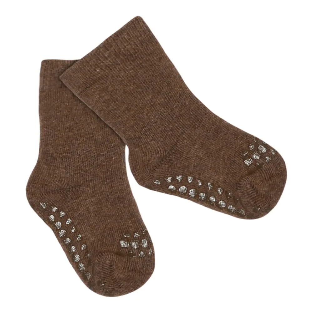 GoBabyGo Skridsikre Strømper Terry Bomuld - Chocolate - 23/26