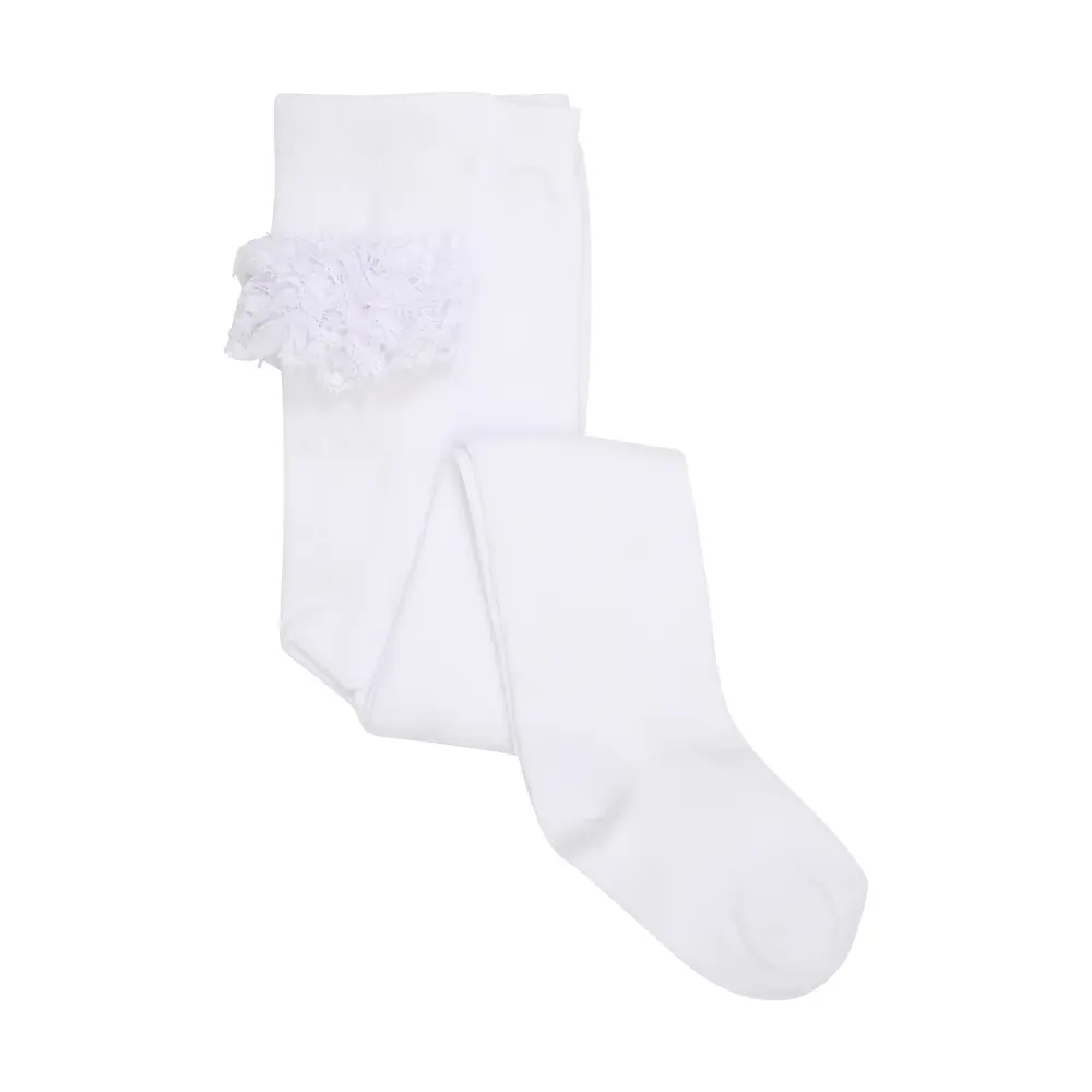 Strømpebukser m. Blonde - White - 80/86