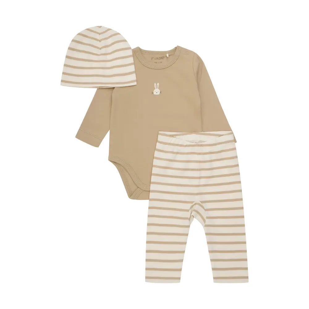 Bodysæt m. hue - Sesame - 80