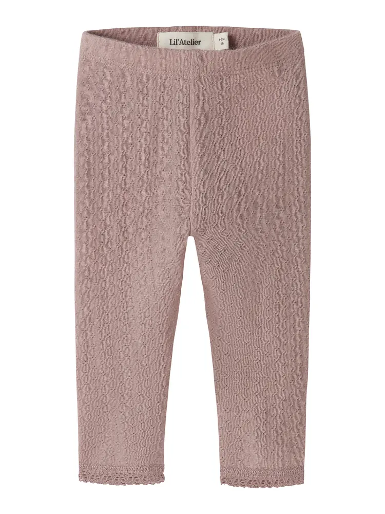 Lil' Atelier Nora Ned Uld Silke Slim Leggings - Fawn - 80