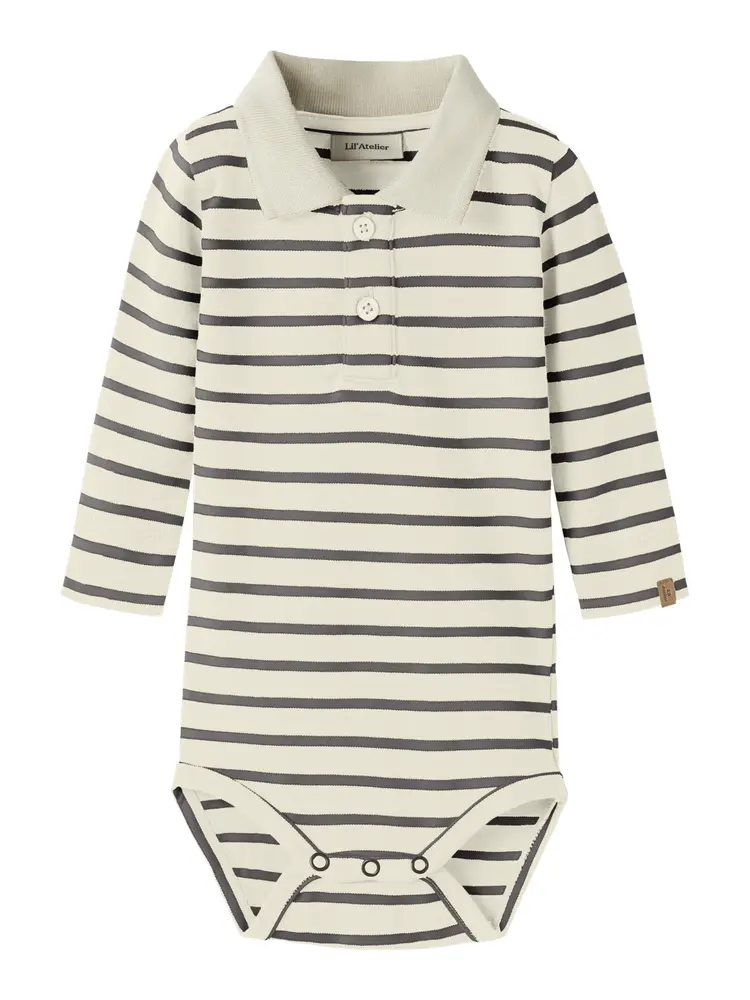 Lil' Atelier Limia Langærmet Polo Body - Turtledove - 68